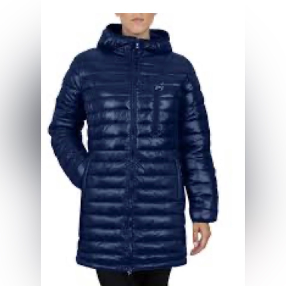 NEW Spire by Galaxy Aurora Women's M Long Navy Puffer Coat Jacket